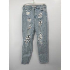 Hollister Jeans Women Size 5 W27 Stonewash High Rise Distressed Destroyed Ripped